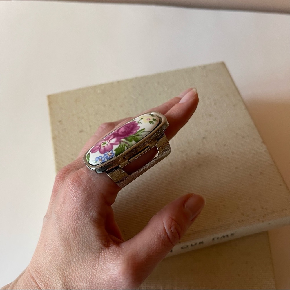 Vintage Floral and Silver Lipstick Mirror